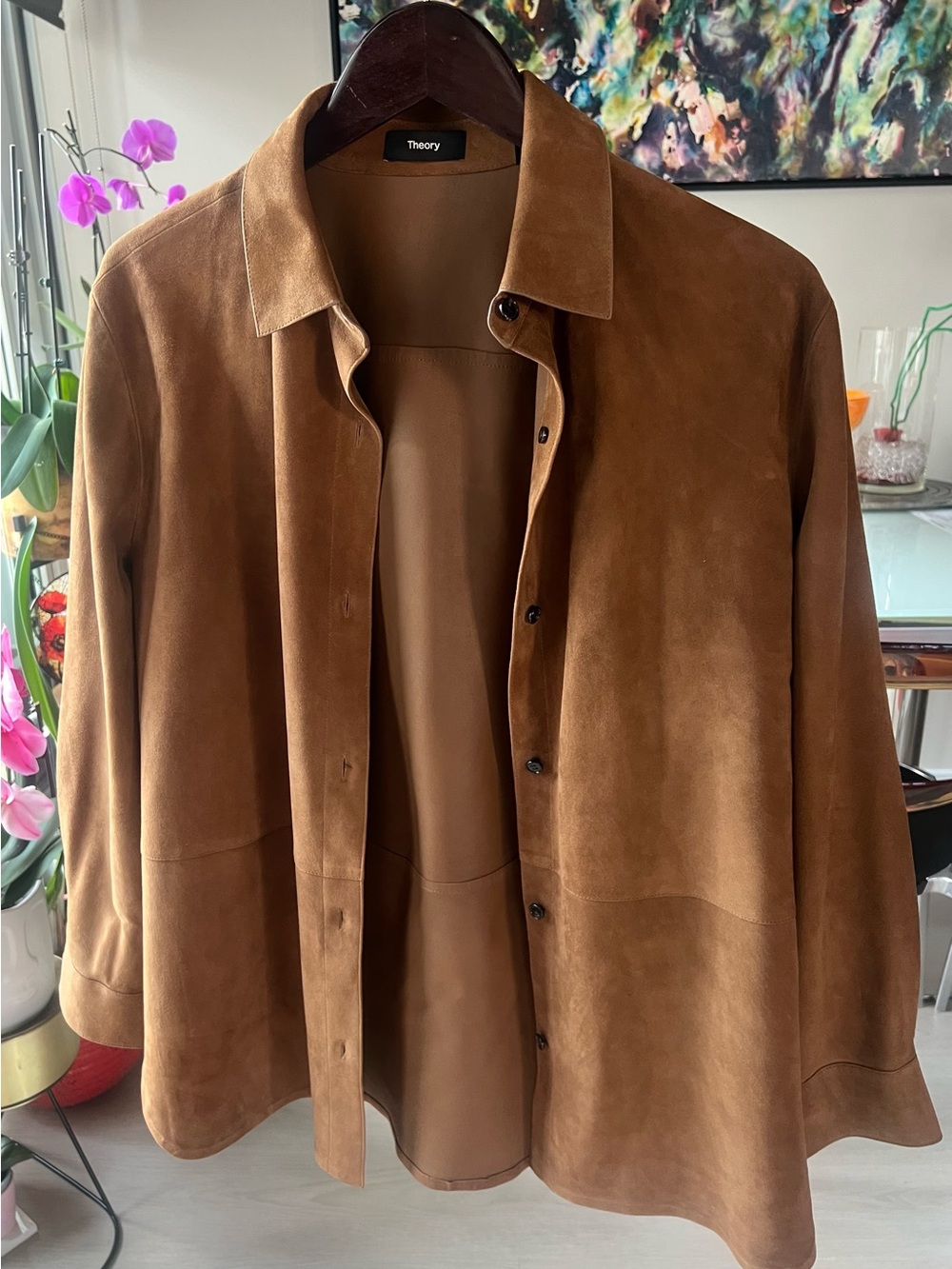 Theory Brown Suede Shirt Jacket